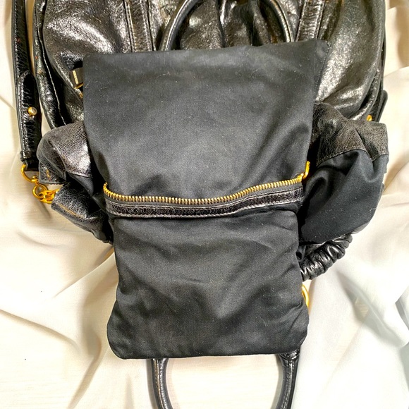 AUTH MIUMIU Vitello Lux Gathered Shopper Shine Bag - Picture 11 of 16